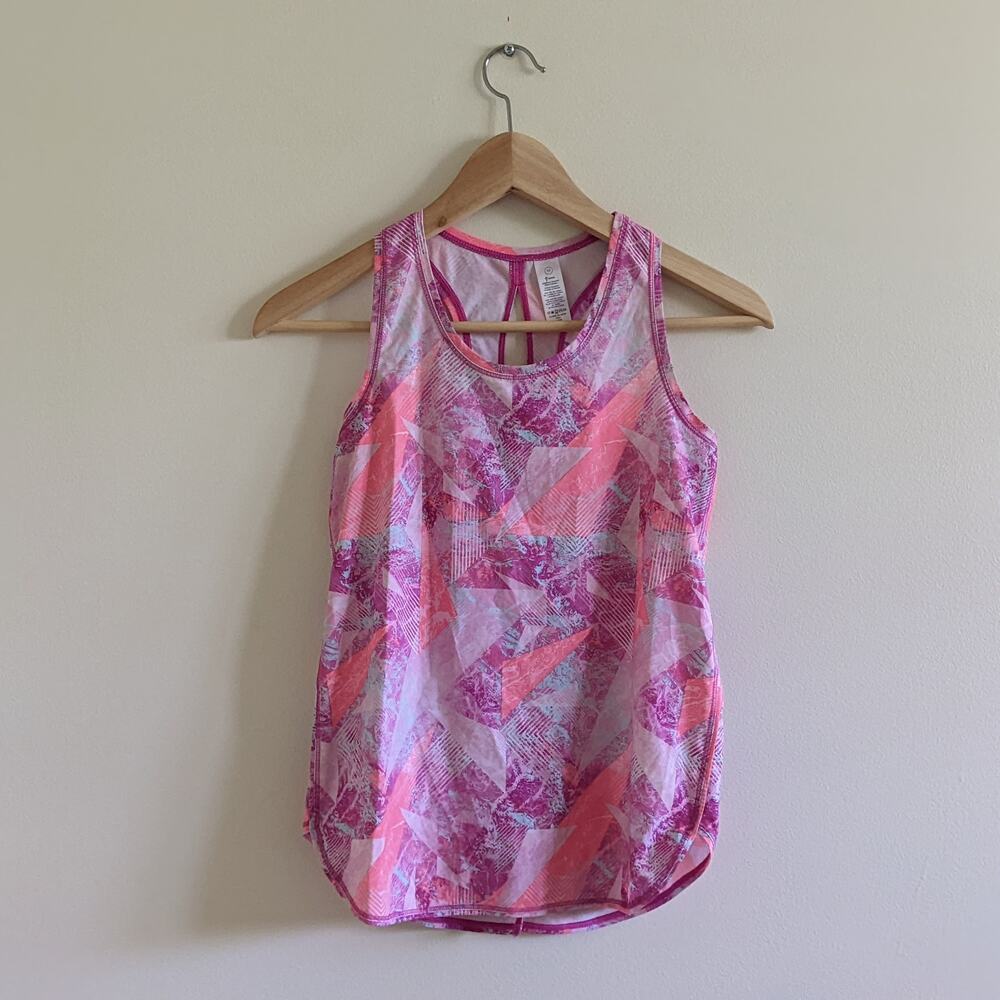 Ivivva Geometric Tank Sz 10 Girls Pink Purple Aqua Racerback Tank Top